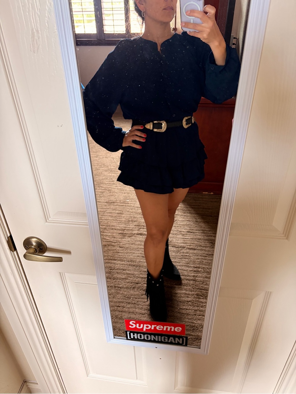 Navy Blue Tiered Ruffle Mini Jumper